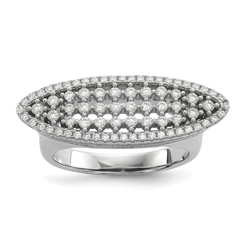 Sterling Silver Pure Fire Rhod Plated Cz Ring