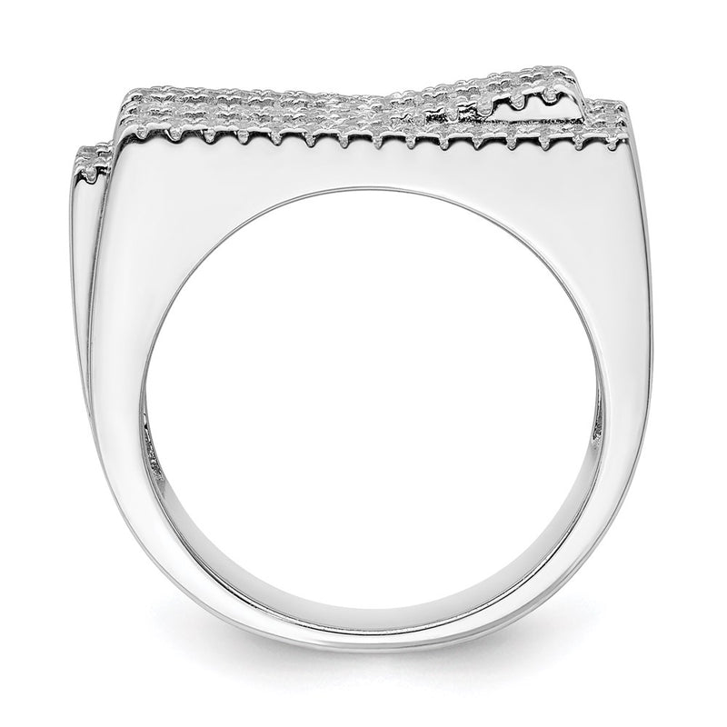 Sterling Silver Pure Fire Rhod Plated Cz Ring