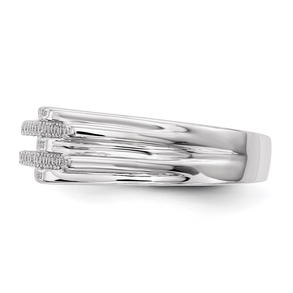 Sterling Silver Pure Fire Rhod Plated Cz Ring