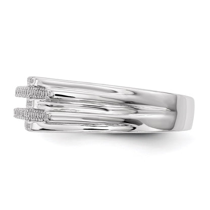 Sterling Silver Pure Fire Rhod Plated Cz Ring