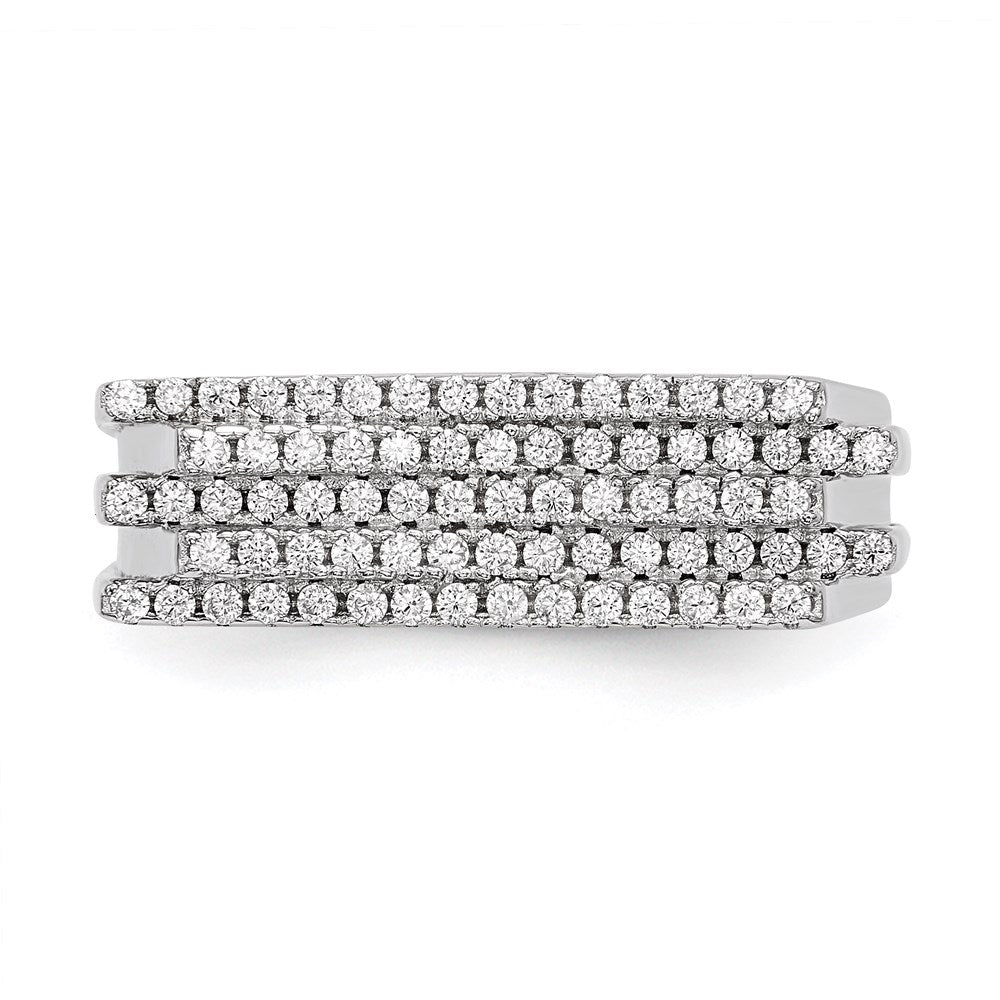 Sterling Silver Pure Fire Rhod Plated Cz Ring