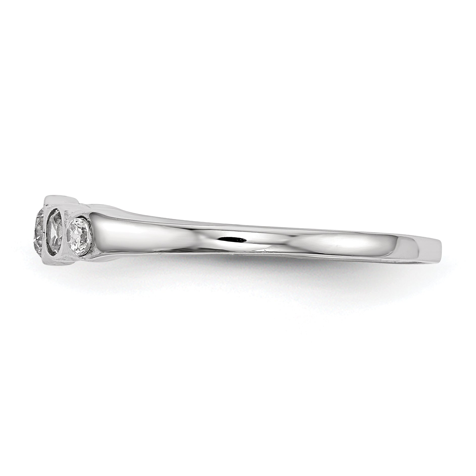 Sterling Silver Rhodium Plated 5 Stone Bezel Set Cz Ring