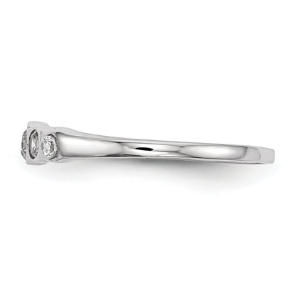 Sterling Silver Rhodium Plated 5 Stone Bezel Set Cz Ring