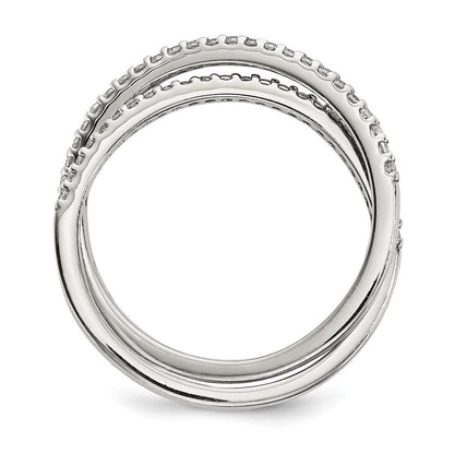 Sterling Silver Cz Intertwined Rings