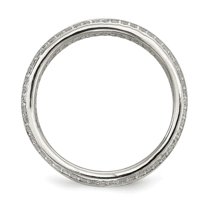 Sterling Silver Rhodium Plated Baguette & Round Cz Eternity Ring