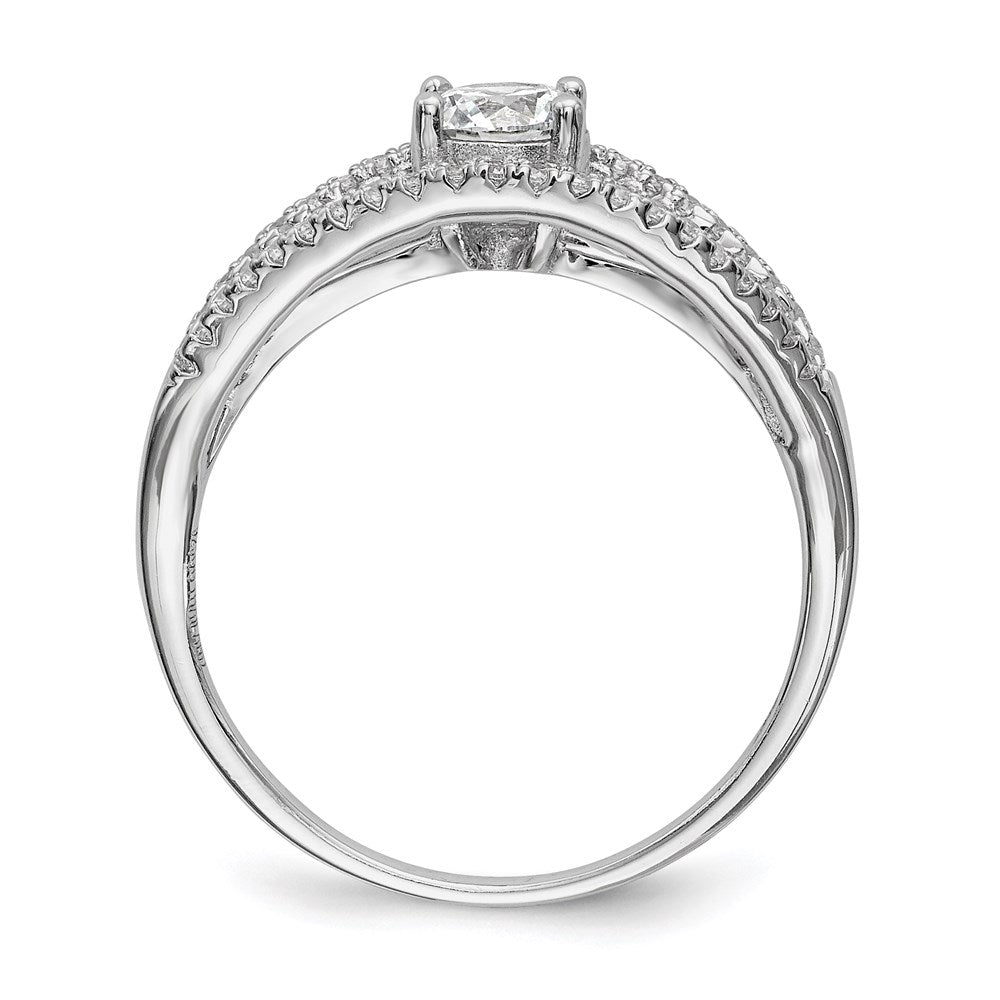 Sterling Silver Rhodium Plated Cz Ring (Size 8 Only)