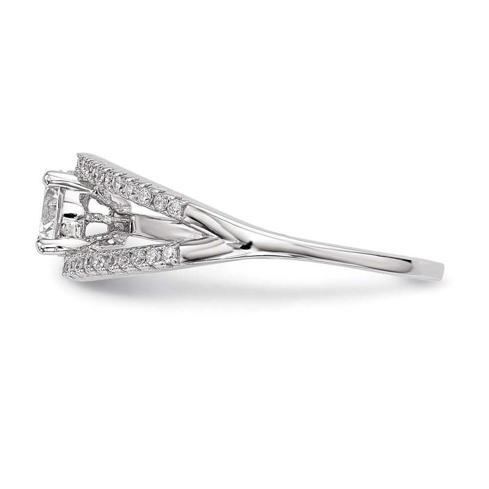 Sterling Silver Rhodium Plated Cz Ring (Size 8 Only)