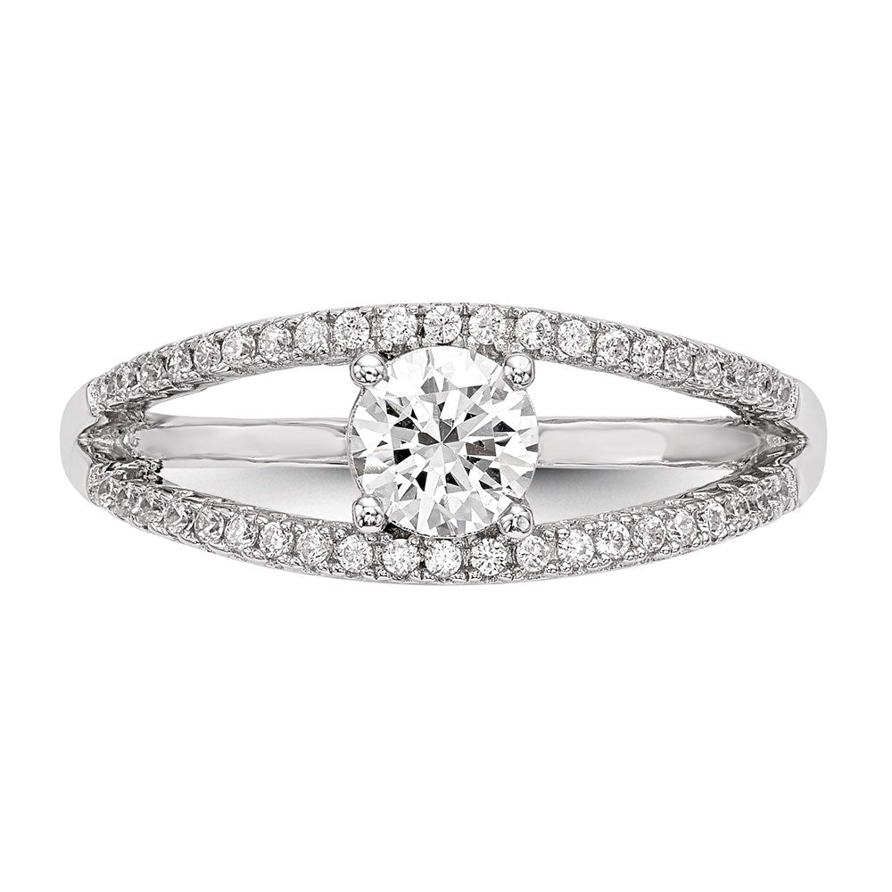 Sterling Silver Rhodium Plated Cz Ring (Size 8 Only)