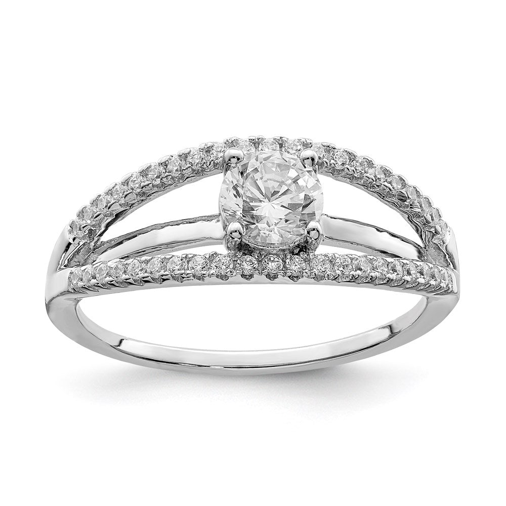 Sterling Silver Rhodium Plated Cz Ring (Size 8 Only)
