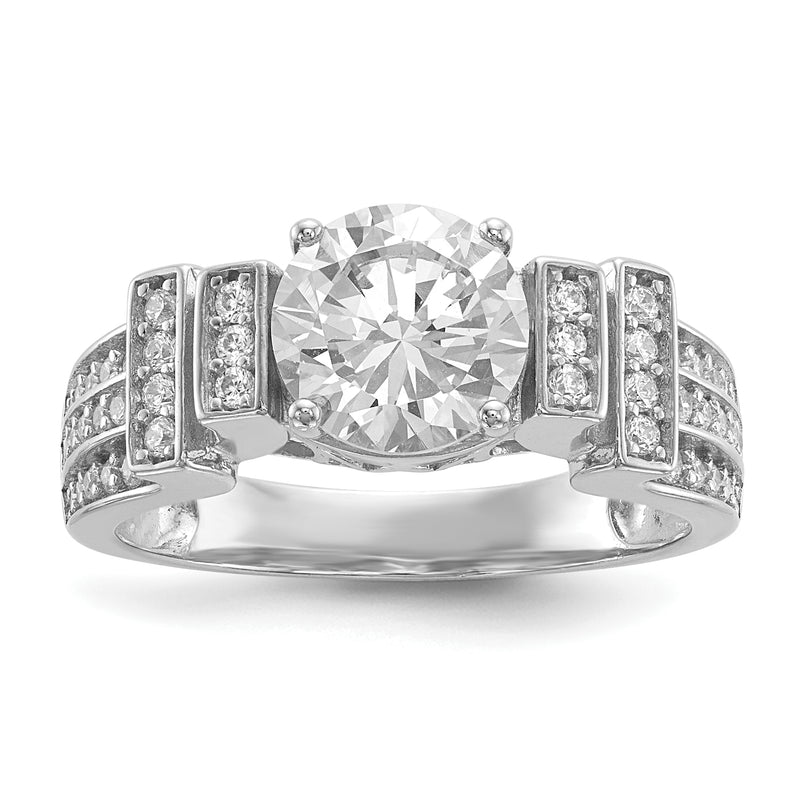 Sterling Silver Rhodium Plated Cz Tiered Pav‚Äö Ring