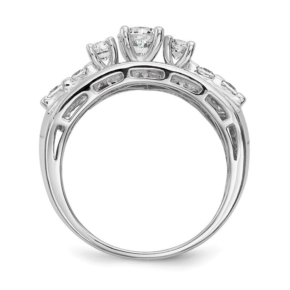Sterling Silver Rhodium Plated Cz Ring (Size 6 Only)