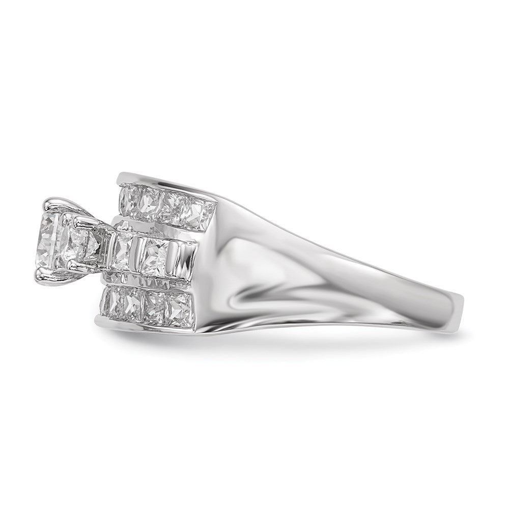 Sterling Silver Rhodium Plated Cz Ring (Size 6 Only)