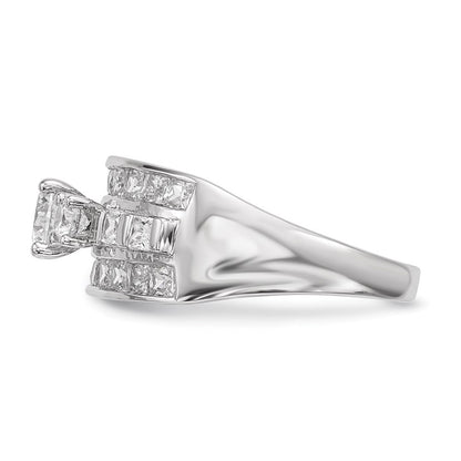 Sterling Silver Rhodium Plated Cz Ring (Size 6 Only)