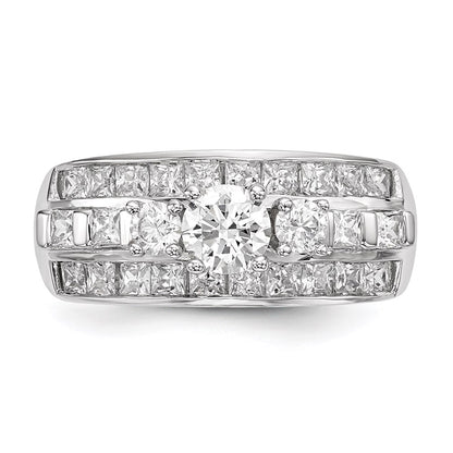 Sterling Silver Rhodium Plated Cz Ring (Size 6 Only)