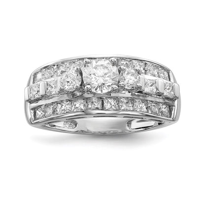 Sterling Silver Rhodium Plated Cz Ring (Size 6 Only)