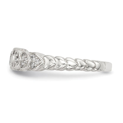 Sterling Silver Polished Cz Fancy Ring