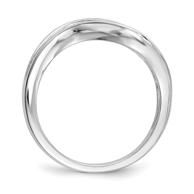 Sterling Silver Rhodium Plated Wavy Cz Ring (Size 8 Only)