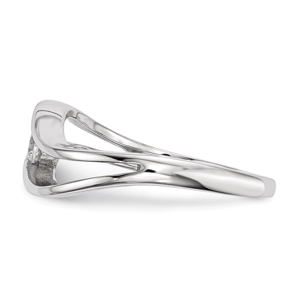 Sterling Silver Rhodium Plated Wavy Cz Ring (Size 8 Only)