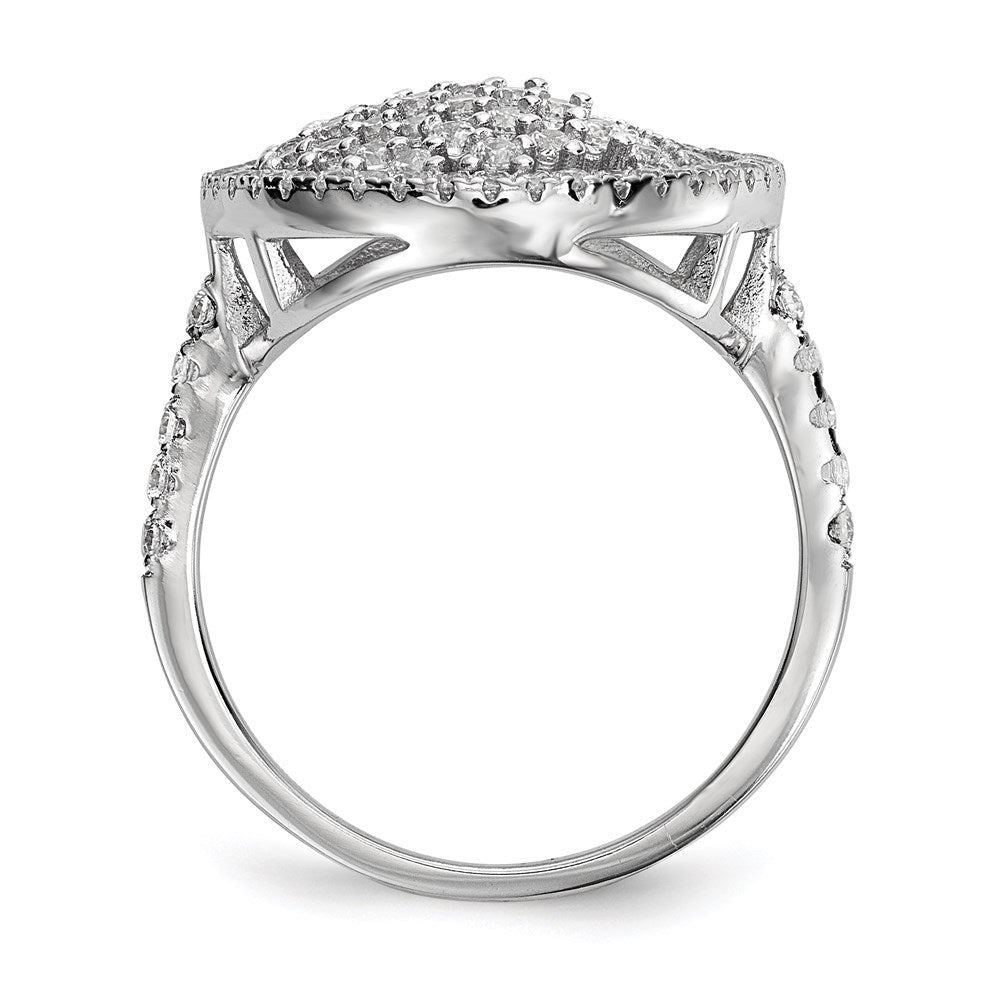 Sterling Silver Pure Fire Rhod Plated Cz Ring (Size 8 Only)