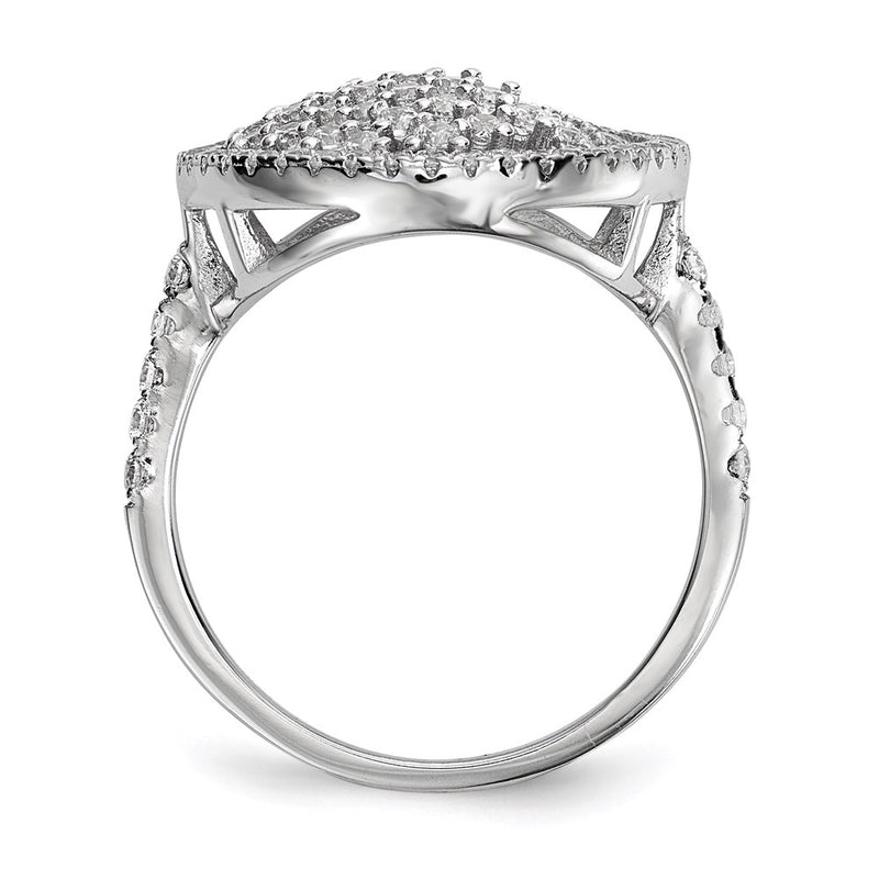 Sterling Silver Pure Fire Rhod Plated Cz Ring (Size 8 Only)
