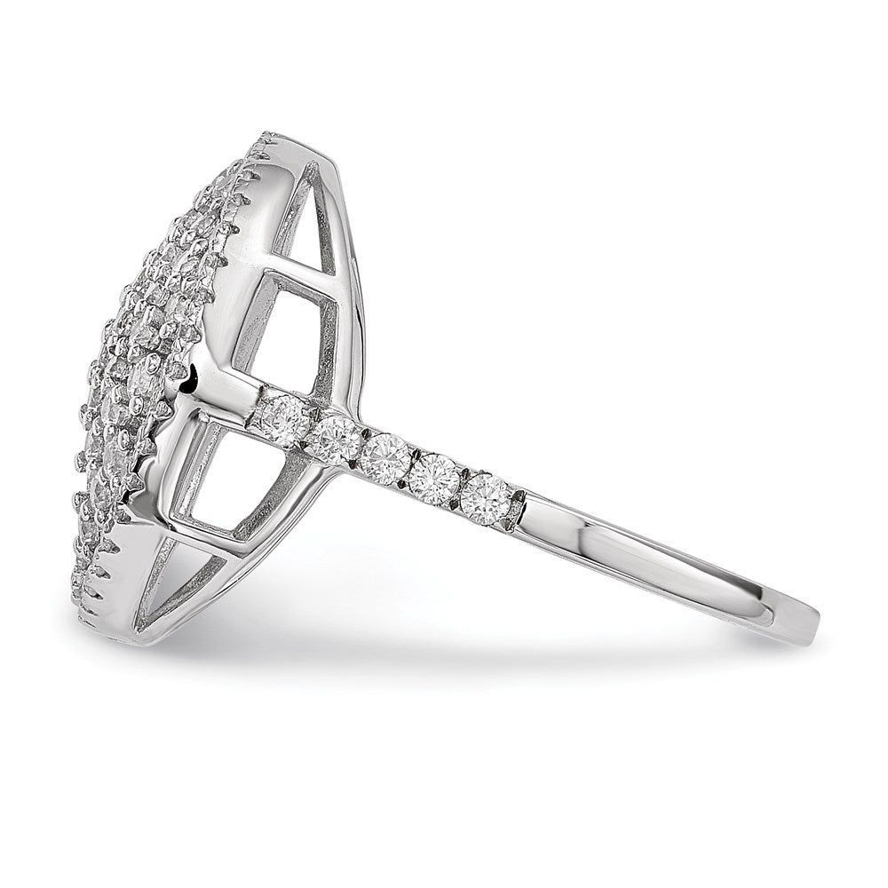 Sterling Silver Pure Fire Rhod Plated Cz Ring (Size 8 Only)