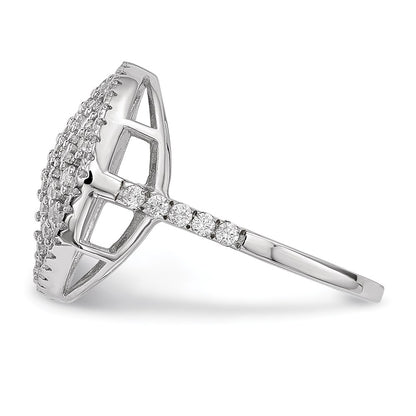Sterling Silver Pure Fire Rhod Plated Cz Ring (Size 8 Only)