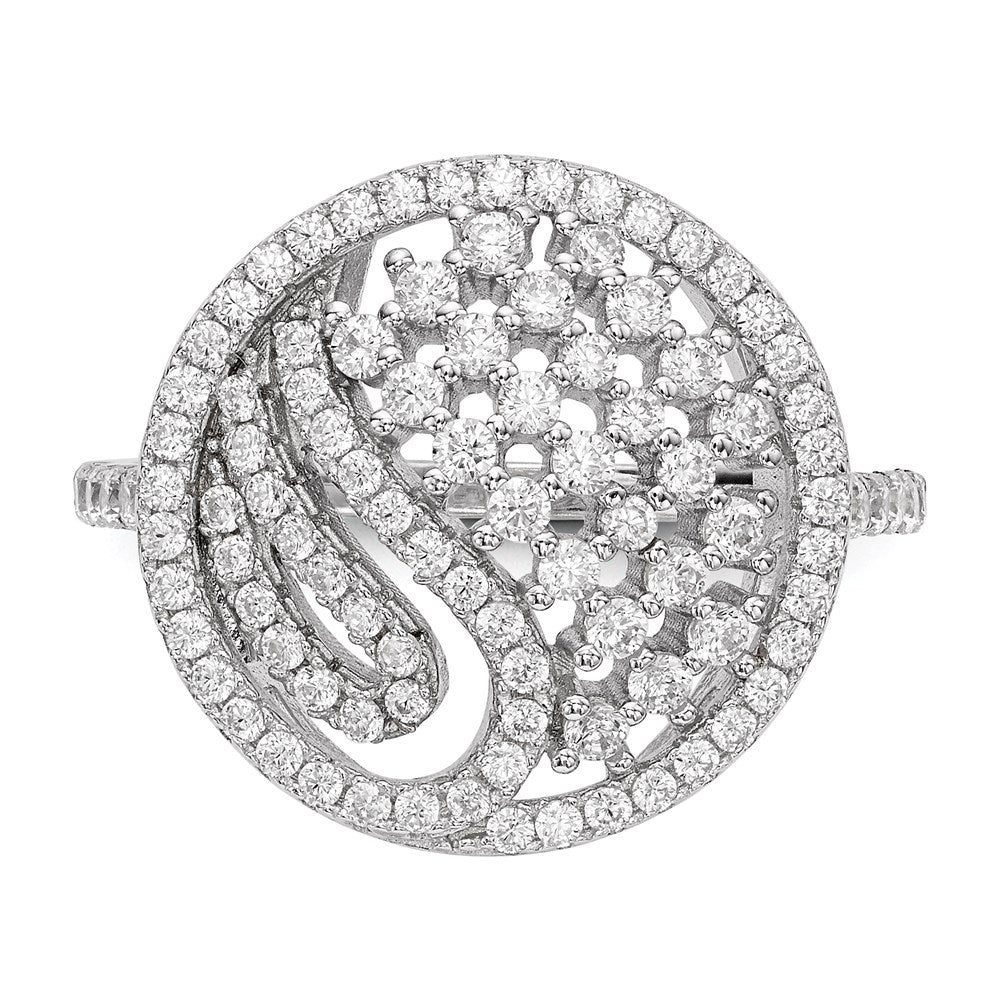 Sterling Silver Pure Fire Rhod Plated Cz Ring (Size 8 Only)