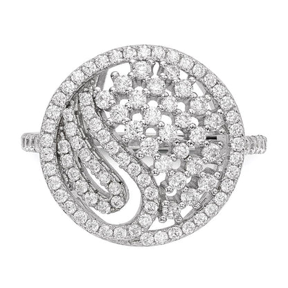 Sterling Silver Pure Fire Rhod Plated Cz Ring (Size 8 Only)