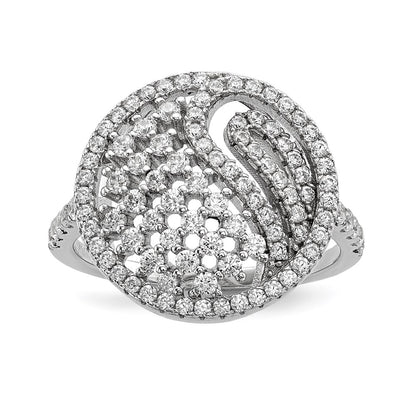 Sterling Silver Pure Fire Rhod Plated Cz Ring (Size 8 Only)