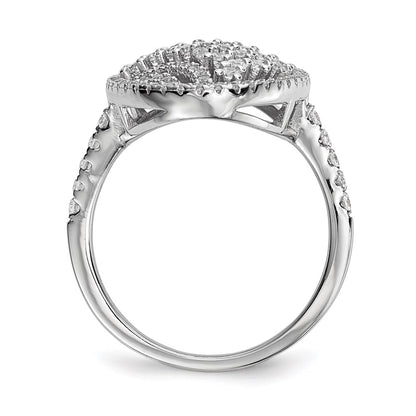 Sterling Silver Pure Fire Rhod Plated Cz Ring (Size 7 Only)