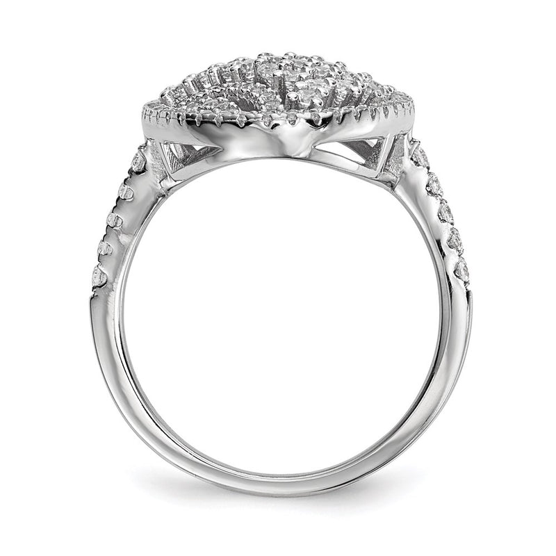 Sterling Silver Pure Fire Rhod Plated Cz Ring (Size 7 Only)
