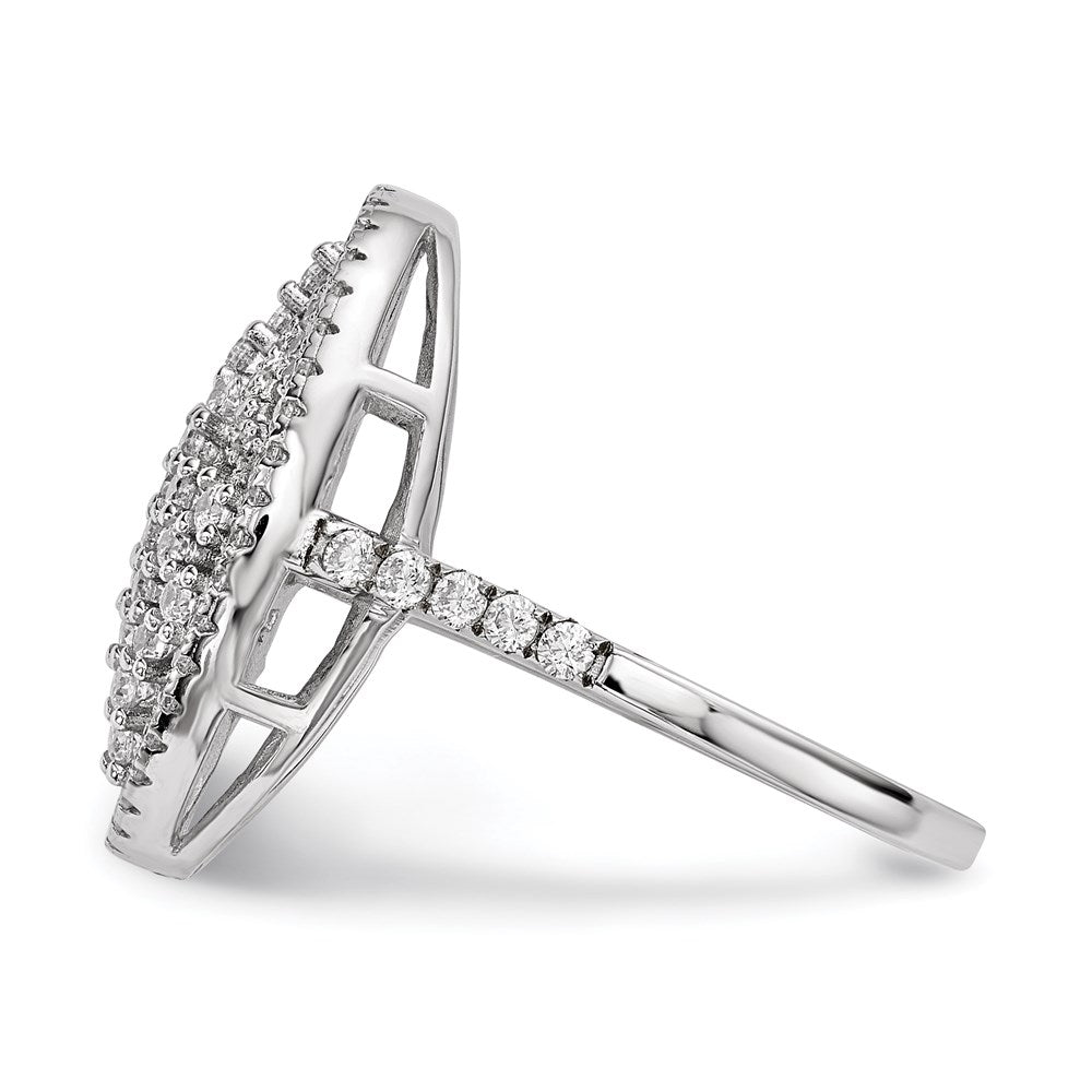 Sterling Silver Pure Fire Rhod Plated Cz Ring (Size 7 Only)