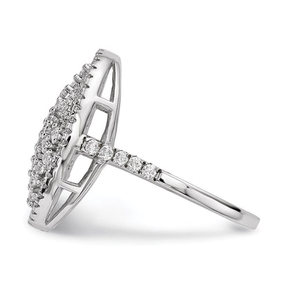 Sterling Silver Pure Fire Rhod Plated Cz Ring (Size 7 Only)