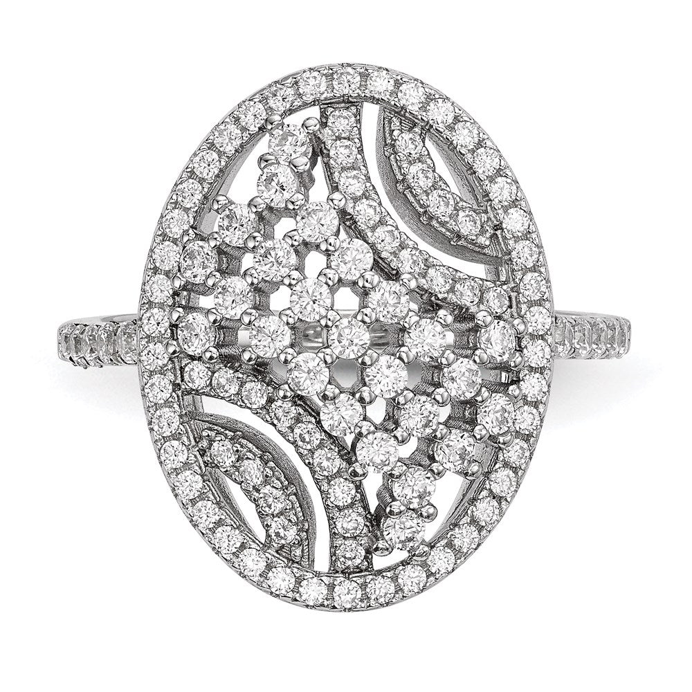 Sterling Silver Pure Fire Rhod Plated Cz Ring (Size 7 Only)