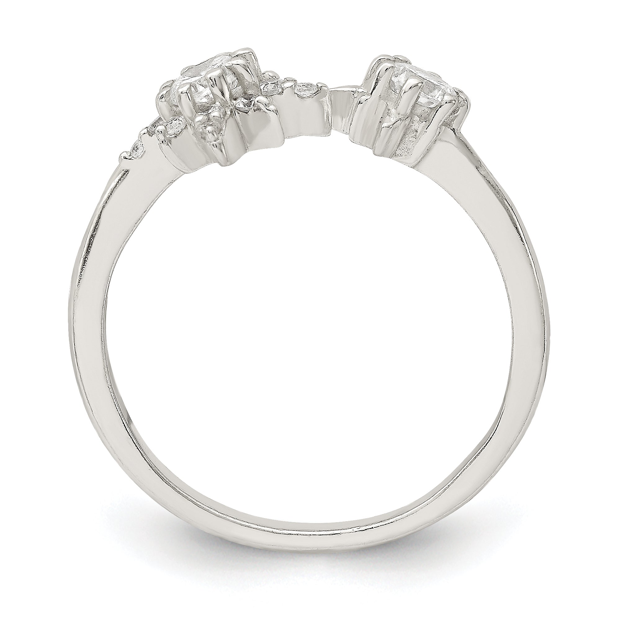 Sterling Silver Polished Cz Stars Ring