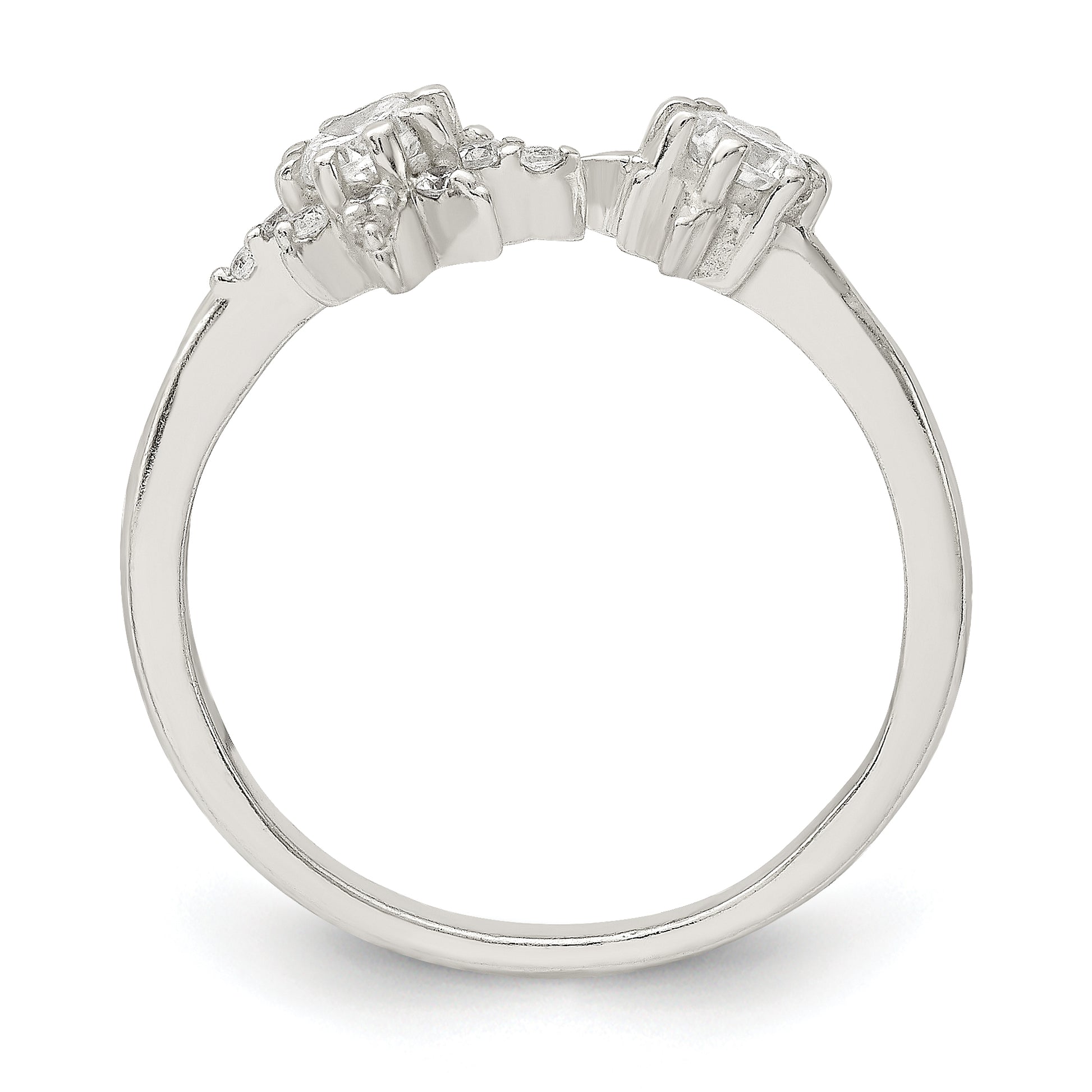 Sterling Silver Polished Cz Stars Ring