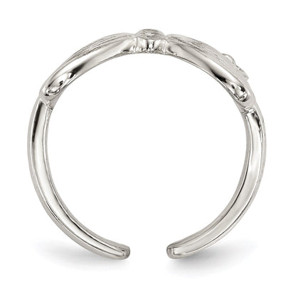 Sterling Silver Polished Cz Butterfly Double Finger Ring