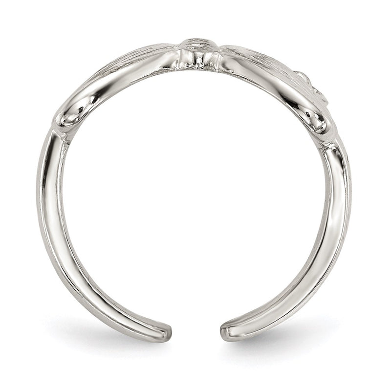 Sterling Silver Polished Cz Butterfly Double Finger Ring