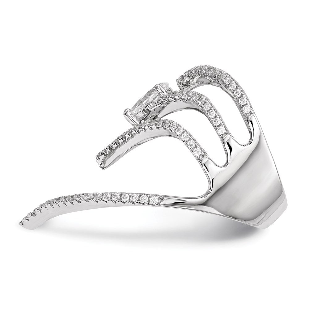 Sterling Silver Pure Fire Rhod Plated Cz Ring
