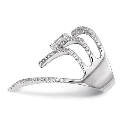 Sterling Silver Pure Fire Rhod Plated Cz Ring