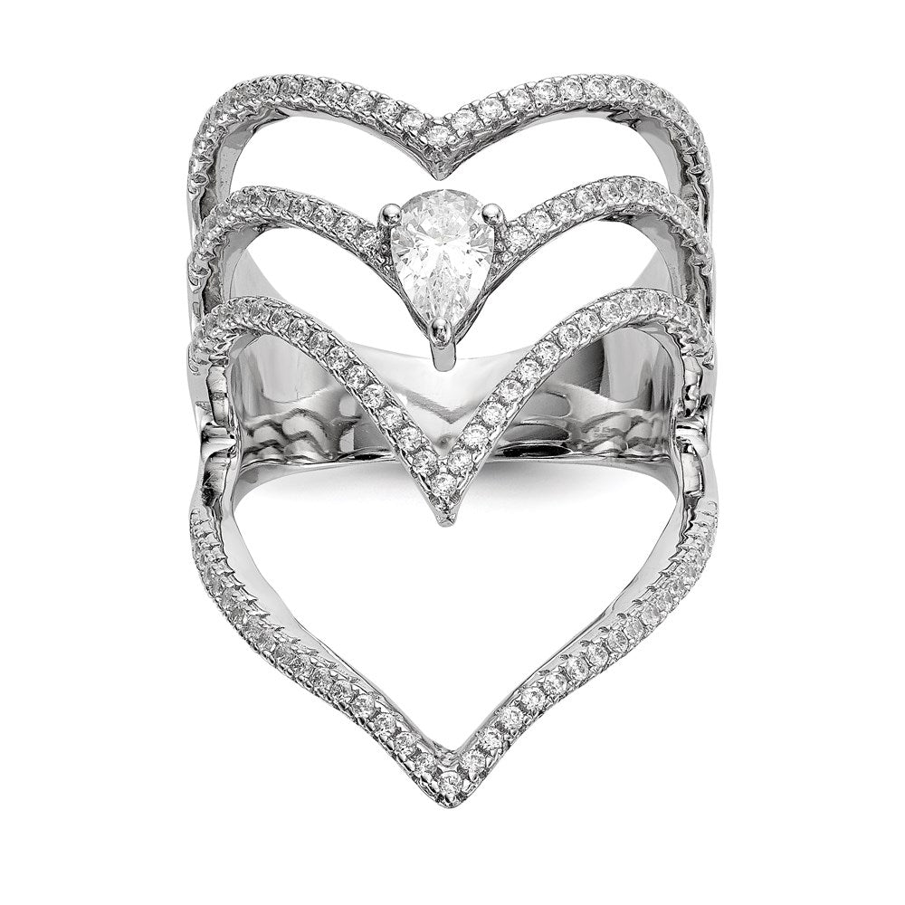 Sterling Silver Pure Fire Rhod Plated Cz Ring