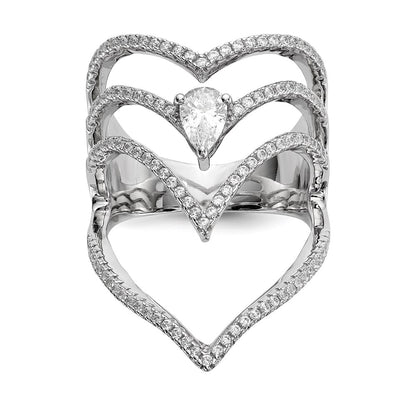Sterling Silver Pure Fire Rhod Plated Cz Ring
