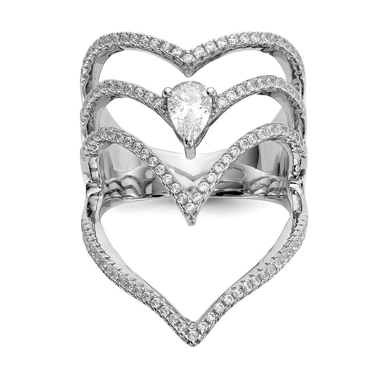 Sterling Silver Pure Fire Rhod Plated Cz Ring