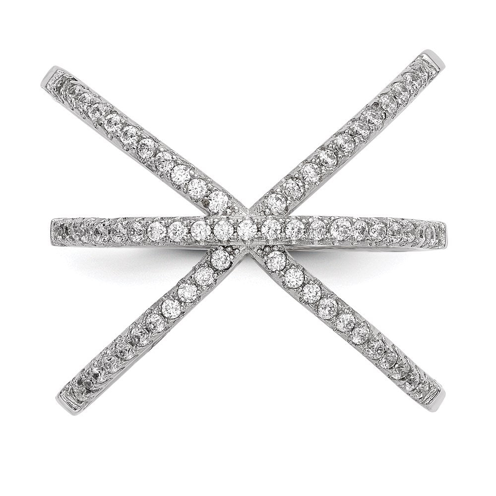 Sterling Silver Rhodium Plated Cz Ring (Size 6 Only)