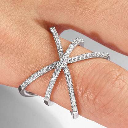 Sterling Silver Rhodium Plated Cz Ring (Size 6 Only)