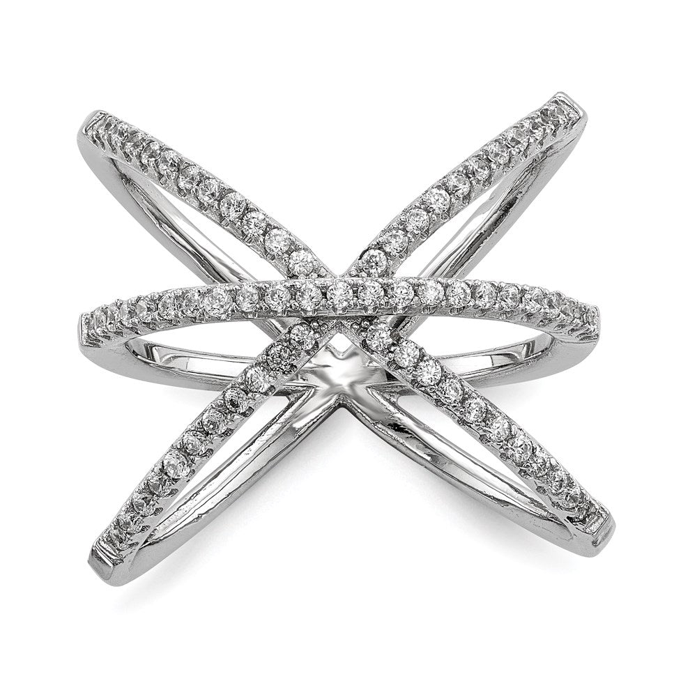 Sterling Silver Rhodium Plated Cz Ring (Size 6 Only)