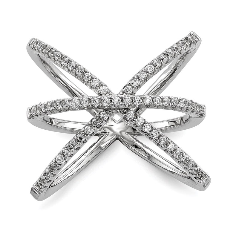 Sterling Silver Rhodium Plated Cz Ring (Size 6 Only)