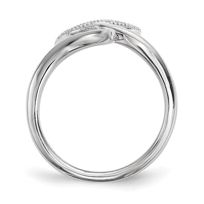 Sterling Silver Rhodium Plated Cz Adjustable Fingernail Ring