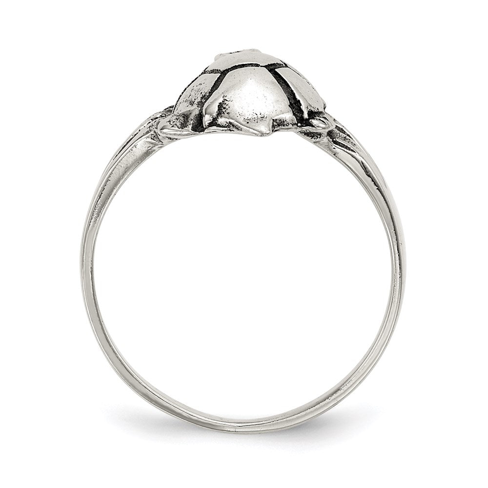 Sterling Silver Polished Antiqued Turtle Ring (Size 7 Only)