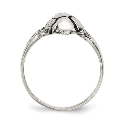 Sterling Silver Polished Antiqued Turtle Ring (Size 7 Only)